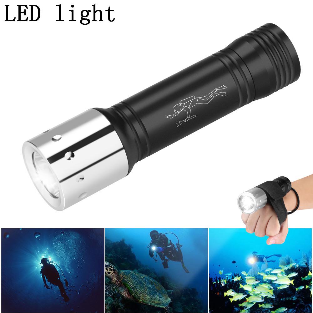 2000LM LED Waterproof Diving Flashlight Fluorescent Green Underwater Torch With Hand Strap