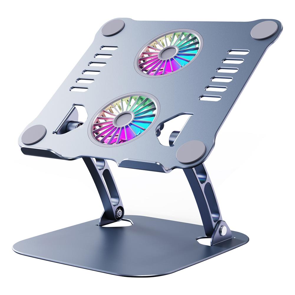 

Foldable Notebook Stand with 2 Cooling Fan Notebook Laptop Riser Metal Holder Computer Stand for Tablet Notebook Up To 15.6 Inch сірий колір