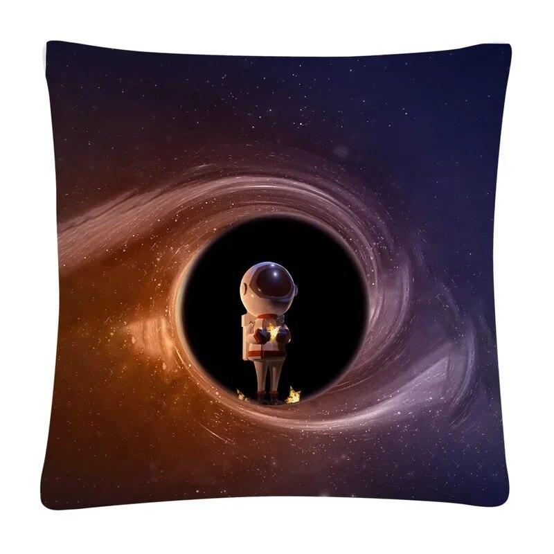 Home Decor Car Sofa Cushion Cover Astronaut Cartoon Pattern Print Square Pillowcase