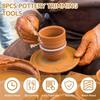 8Pcs Pottery Trimming Tools Pottery Ribs Pottery Clay Foot Shaper Tools Beech Wood Pottery Profile Ribs Pottery Supplies