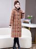 Women's Mid-length Plaid Cotton Coat - Velvet-lined, Thickened for Autumn/Winter