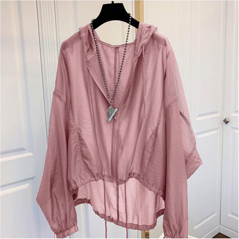 2026 Women's Lightweight Ice Silk Hooded Sun Protection Shirt - Slimming, Loose Fit for Summer