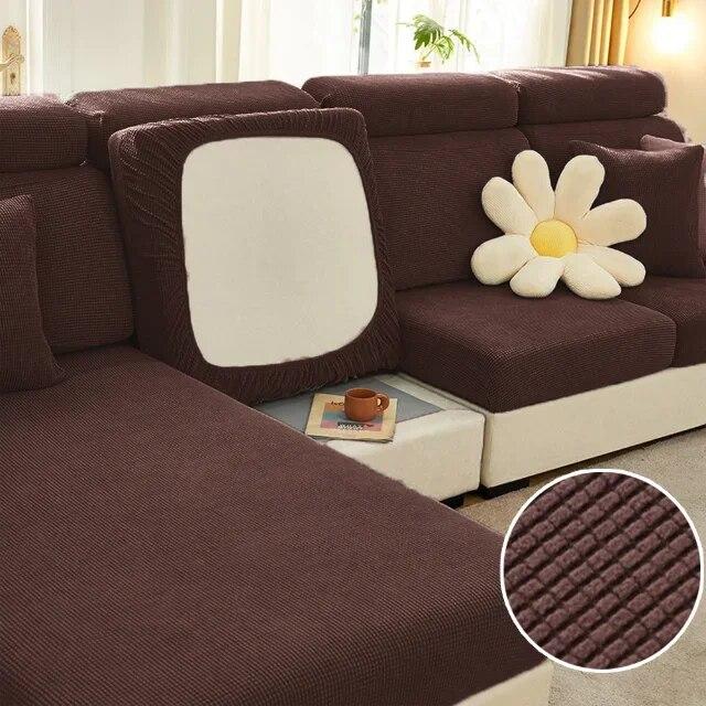 Jacquard Sofa Seat Cover Plain Stretch Couch Cushion Case Folar Fleece Solid Sofa Covers Living Room Sofa Furniture Protector