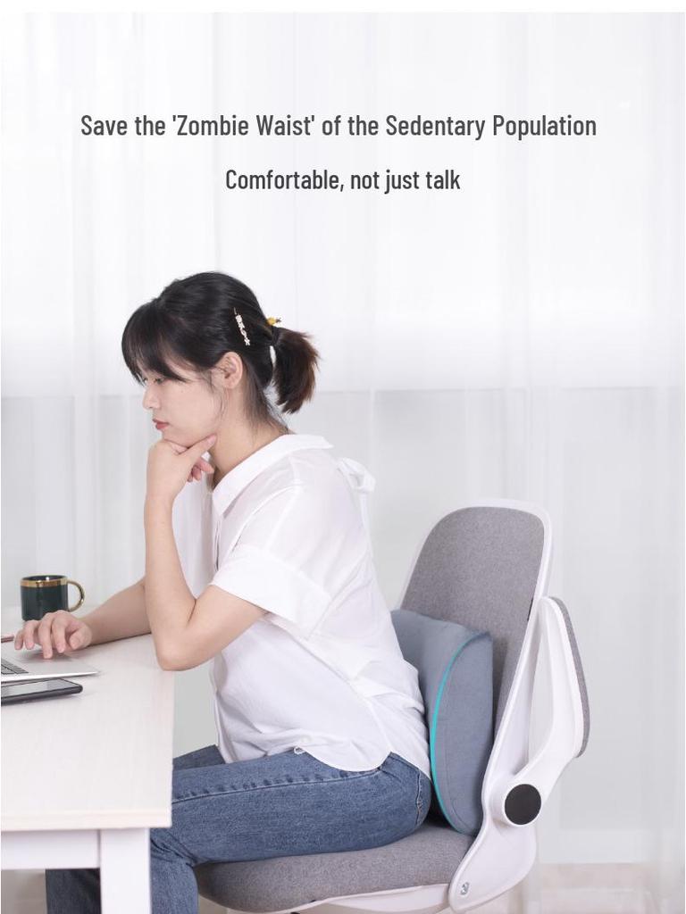 Memory Foam Lumbar Cushion: Detachable Support for Office, Car, or Student Use, Customizable with Logo.