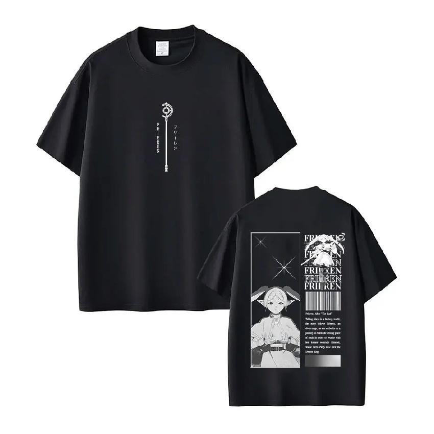 

Anime Frieren_ Beyond Journey s End T Shirt Frieren Manga Harajuku T-shirt Men Women Clothing Short Sleeve Cotton Summer T-shirt S чёрный