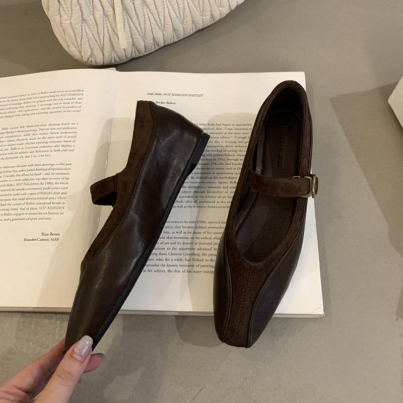 

Fashion Bailamos Autumn Women Flat Shoes Fashion Round Toe Shallow Ladies Dress Mary Jane Shoes Soft Flat Heel Casual Ballerinas Shoes 39 коричневый