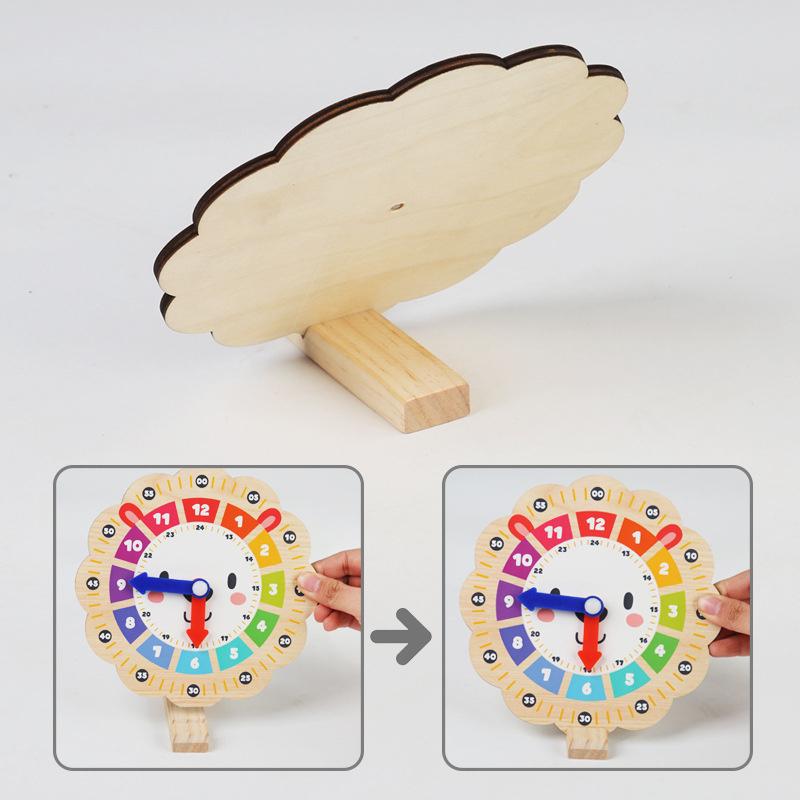 Orologi Giocattolo in Legno Montessori Apprendimento del Tempo Ausili Didattici Cognizione del Tempo Abbinamento Giocattoli Educativi Precoci per Bambini Regali per Bambini
