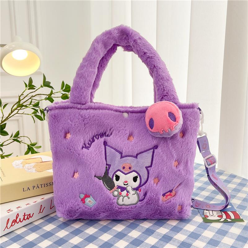 Lolita Plush Handbag Children's Cute Versatile Girl Bento Bag Student Season One Shoulder Crossbody Cartoon Bag