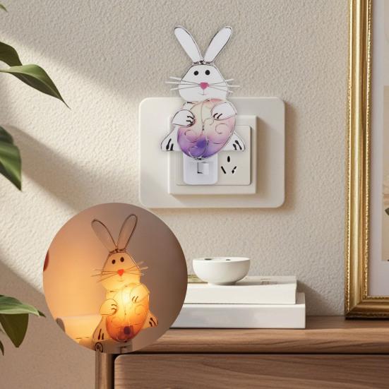 Plug-in Easter Bunny Night Light Love Heart Wall Outlet LED Lamp Holiday Party Home Living Room Bedroom Decoration Light