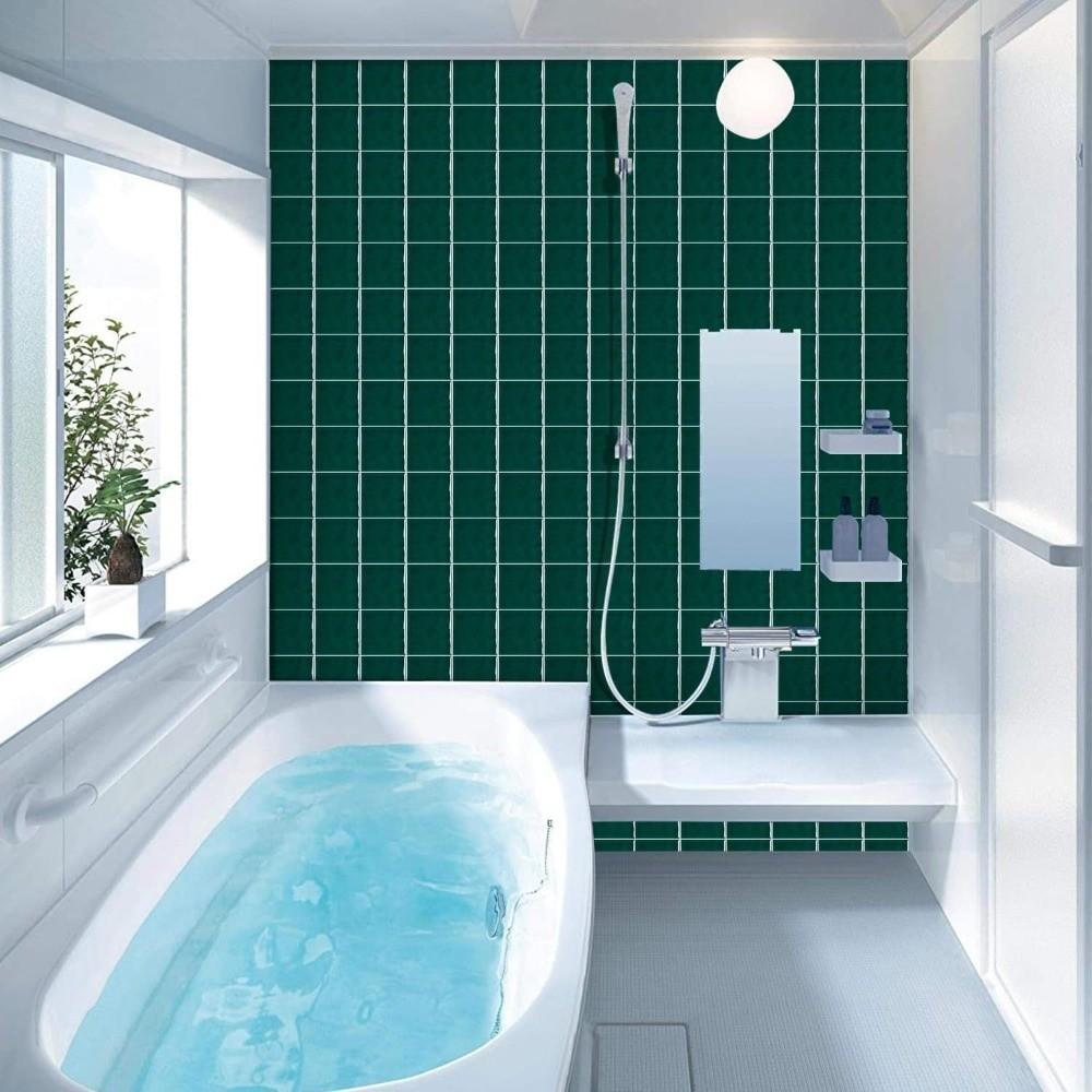 10Pcs Square Wall Stickers Solid Color Thickened Tile Stickers Retro Kitchen Wallpaper