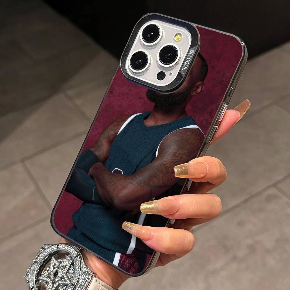 Basketball L-Lebron James Phone Case For iPhone 17,16,15,14,13,12,11 Plus,Pro Max,XS,Colorful Silver Phone Case Funda Cover