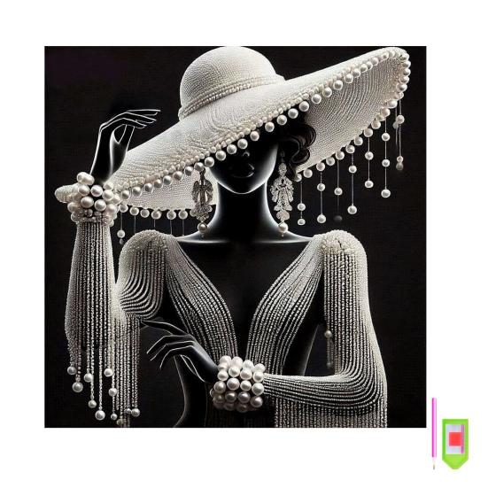 Zestaw do malowania perłami DIY dla dorosłych początkujących Eleganckie wzory dam Perłowy zestaw rzemieślniczy Sztuczne perły Wstępnie zadrukowane płótno Rama w zestawie do dekoracji domu