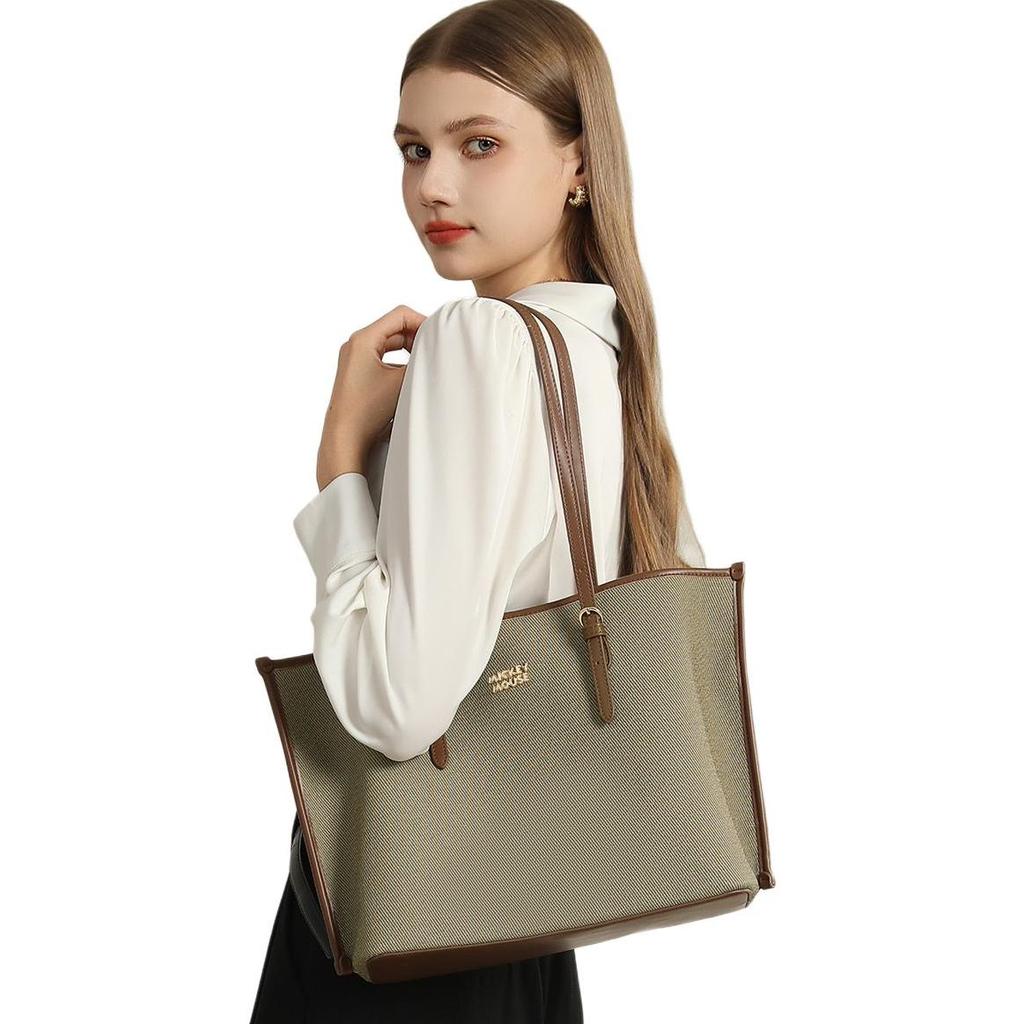 New Disney Mickey Series Synthetic Leather Tote One Shoulder Handbag Regular Women's Brown DHF41131-A