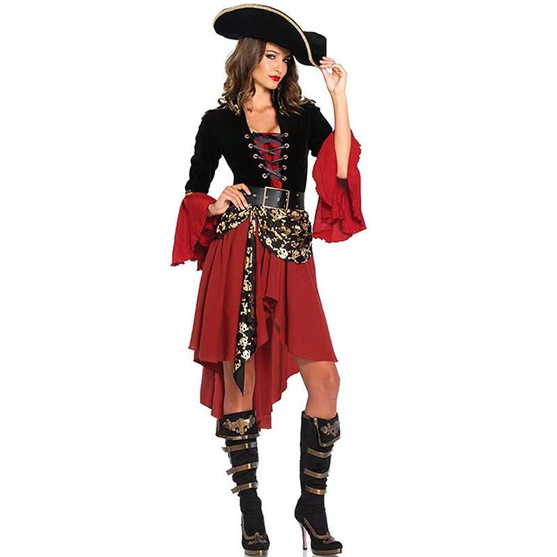 Pirate Dress for Women Halloween Costume Adult Female Pirate Captain Game Uniform Cosplay Dress