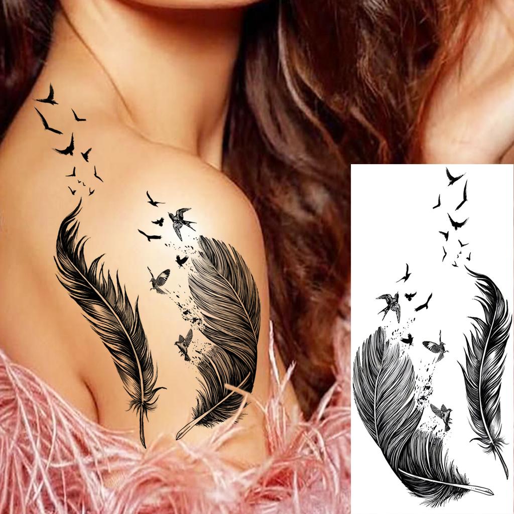 1 Blatt Totenkopf Schmetterling Rose Temporäre Tattoos Für Frauen Männer Hände Fuß Nacken,Temp Fake Tattoo Aufkleber Langanhaltend Wasserdicht