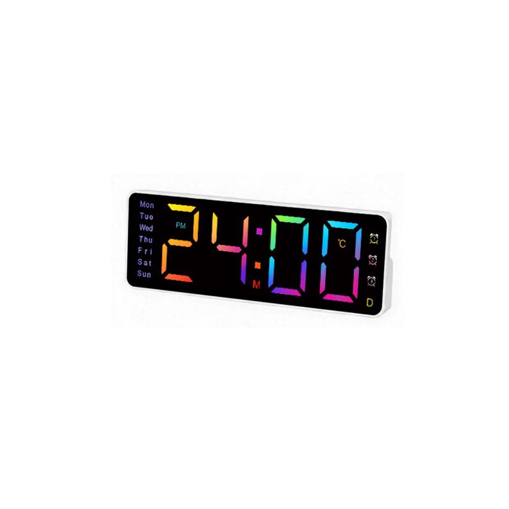 12/24H Format Large Digital Clock RGB Colors Table Alarm Clock Digital Desk Clock Office 11.7x5.7x2.2cm