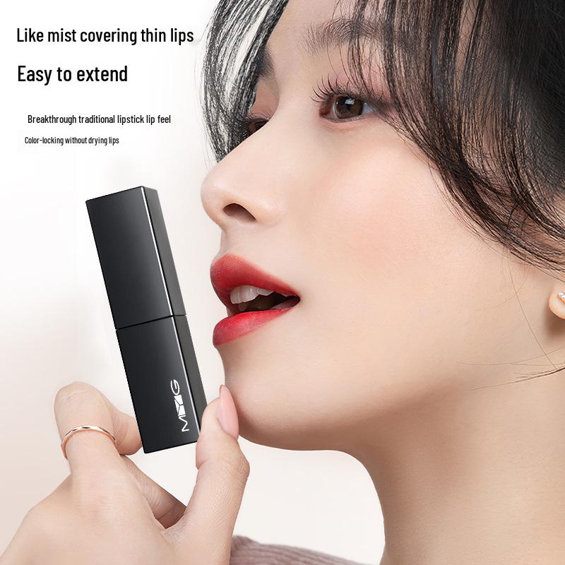 MYG Charm Magnetic Black Tube Lipstick: Moisturizing, Non-fading Earthy Tone In Dirty Orange Chocolate.