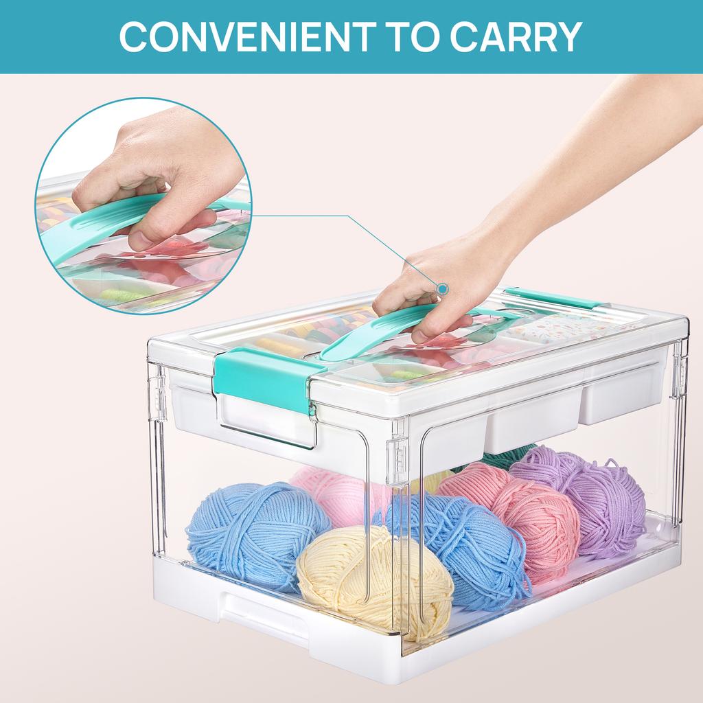 Transparent Plastic Craft Storage Box with Partition Large Capacity Household Goods Storage Box Toy Book Home Storage Box