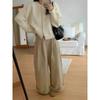 Autumn and Winter New Long Camel Hair Dopamine Color Round Neck Long Sleeve Plush Knitted Jacket Women's Age-reducing Cardigan