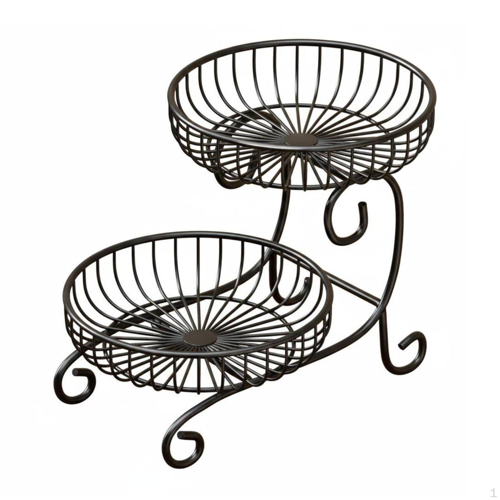 Countertop Fruits Stand Ventilated Design 2Tier Fruit Basket Large Capacity Double Layer Snack