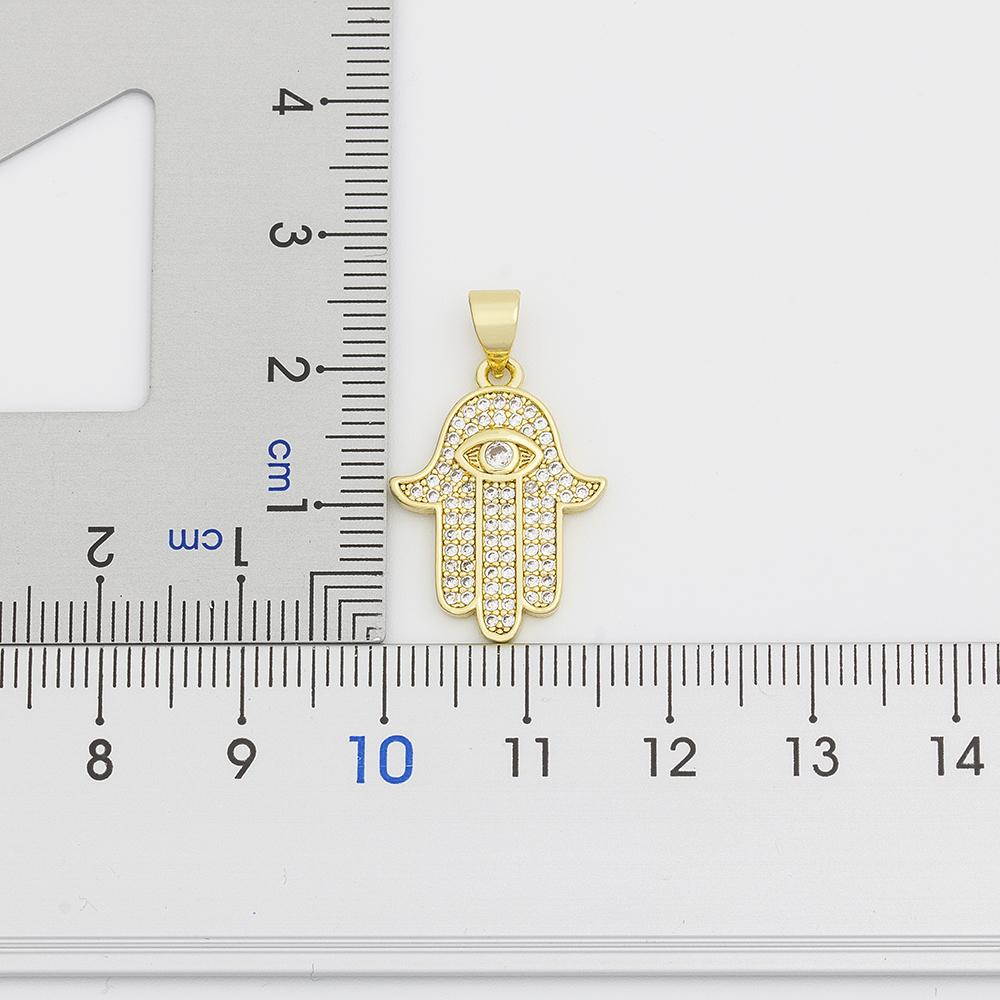 Nidin Hot Sale Women Men Hamsa Hand Necklace Gold Plated Copper Zircon Evil Eye Pendant & Chain Hip Hop Turkish Luck Jewelry
