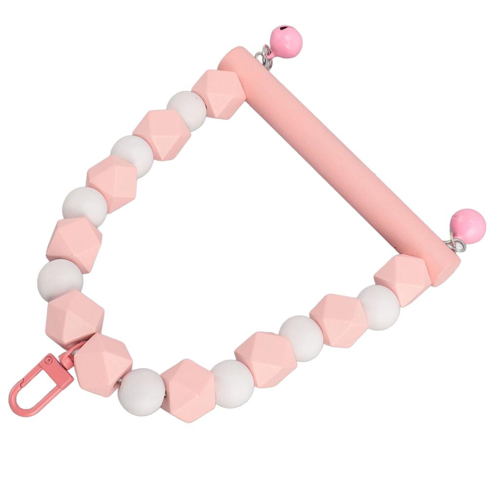 Wooden Bird Swing Perch Toy Hanging Parrot Swing Standing Toy Claws Grinding Anxiety Reduction Birds Toy Roseate