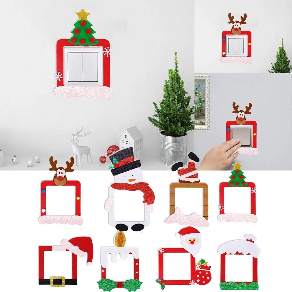 Cute Light Switch Decals Elk Snowman Santa Claus Christmas Wall Decals  Home Office Decor