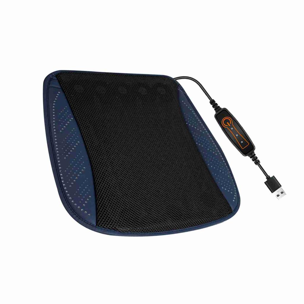 Ventilated Seat Cushion with USB Port, Summer Breathable Cooling Pad for All Car Seats, Home and Office Chairs, Navy