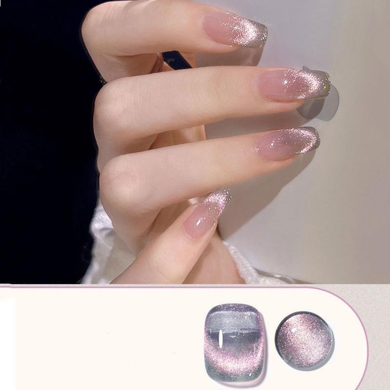 Nail Gel Polish 8ml Nail Polish Small Light Bulb Crystal Cat's Eye Glue Set Manicure Ice Transparent Aurora Flash Nail Polish Glue