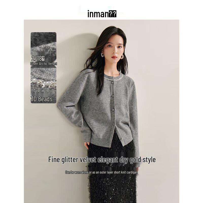 Yinman Women s Beaded Knit Cardigan Sweater S