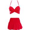 Ainiferi bikini steel tray gathering chest high waist skirt bikini three-piece set split hot spring women
