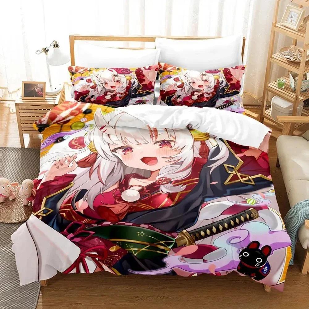 3D Nakiri Ayame Bedding Set Single Twin Full Queen King Size Anime Duvet Cover for Adult Kid Bedroom