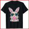 Bunny Blowing Bubble Coquette Happy Easter Black Cotton T-Shirt S-5XL