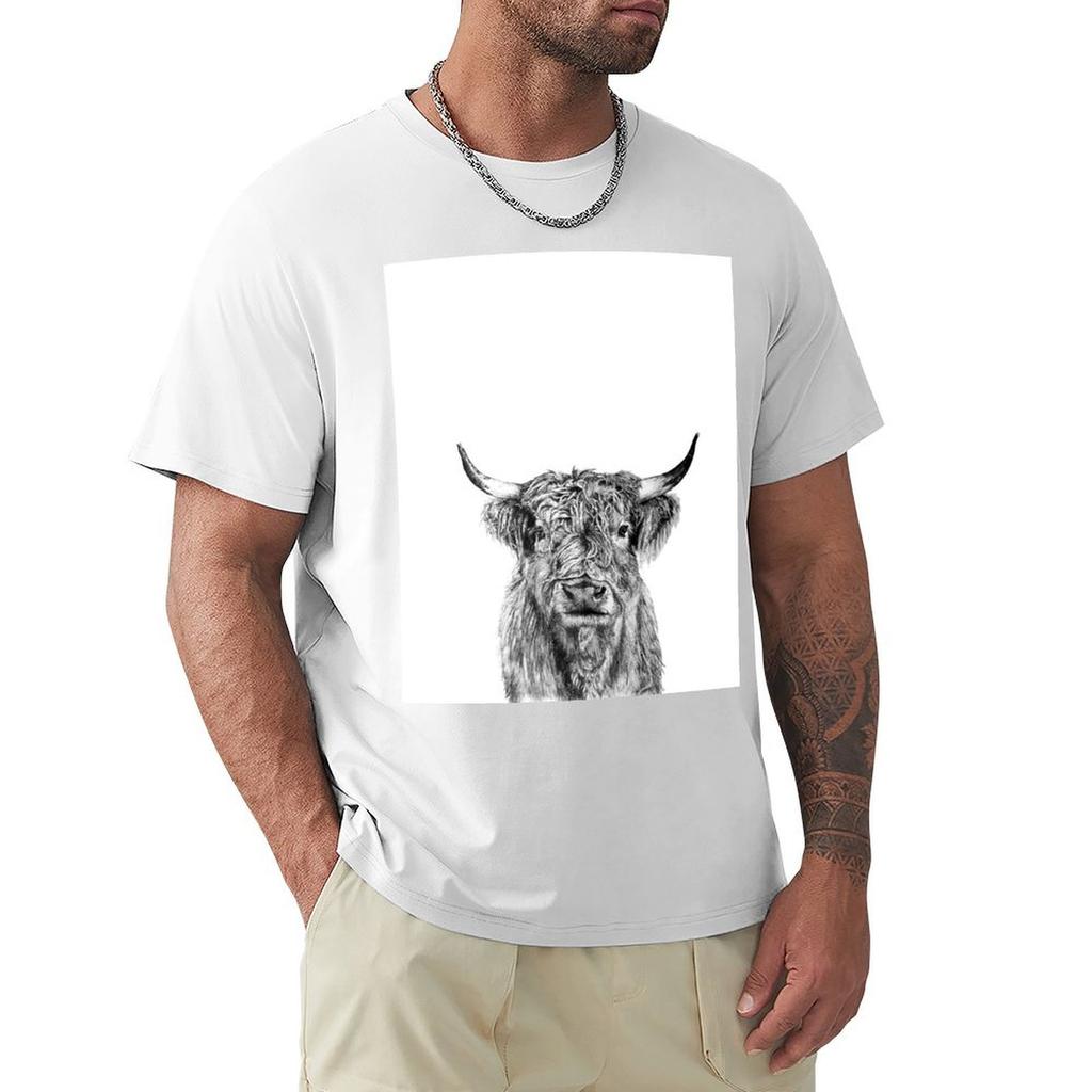Scottish Highland Cow TShirt Clothing cotton man tshirts mens graphic tshirts hip hop