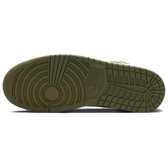 Air Jordan 1 Low Black Toe Medium Olive Unisex Sneakers Green White 553558-092