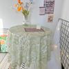 Waterproof Round Tablecloth Fresh Green Nature Tea Table Cloth Plant Luxury Deluxe Thick And Solid Table Cover Spring Home Use