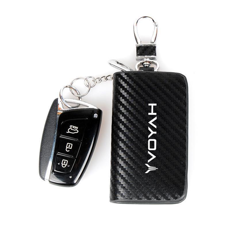Carbon Fiber Car Key Chain Holder Case Cover Bag For Dongfeng Voyah Free Passion 2023 2024 Auto Accessories