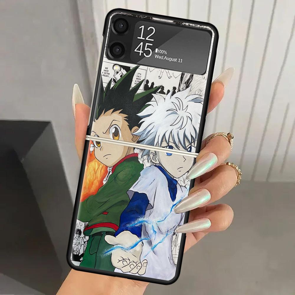 Hunter HXH Anime Hard PC Phone Case For Samsung Galaxy Z Flip 7 6 5 4 3 Black ZFlip7 ZFlip6 Flip5 Flip4 Flip3 5G Print Cover Gal