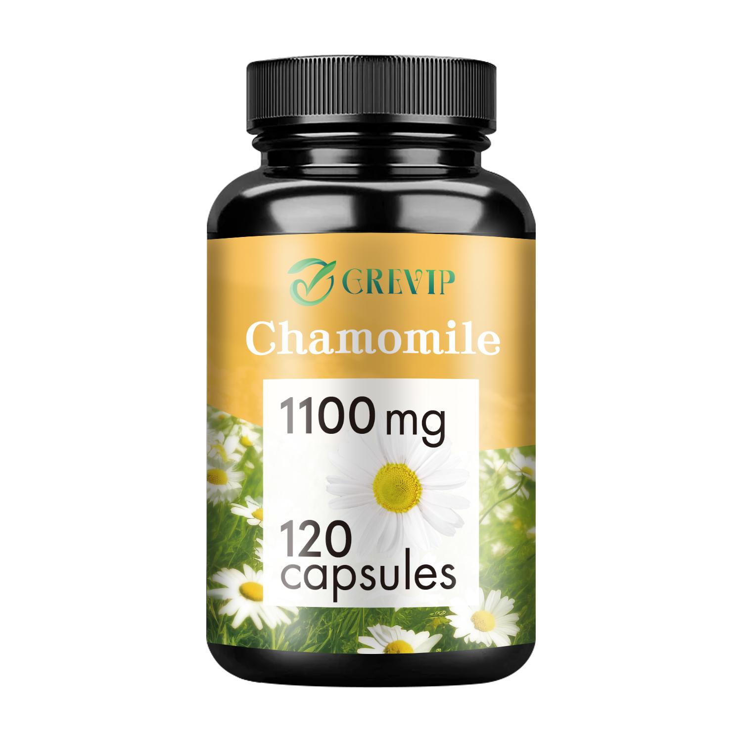 Chamomile extract capsules, natural supplement, 1100 mg per serving, suitable for both men and women. 120*1