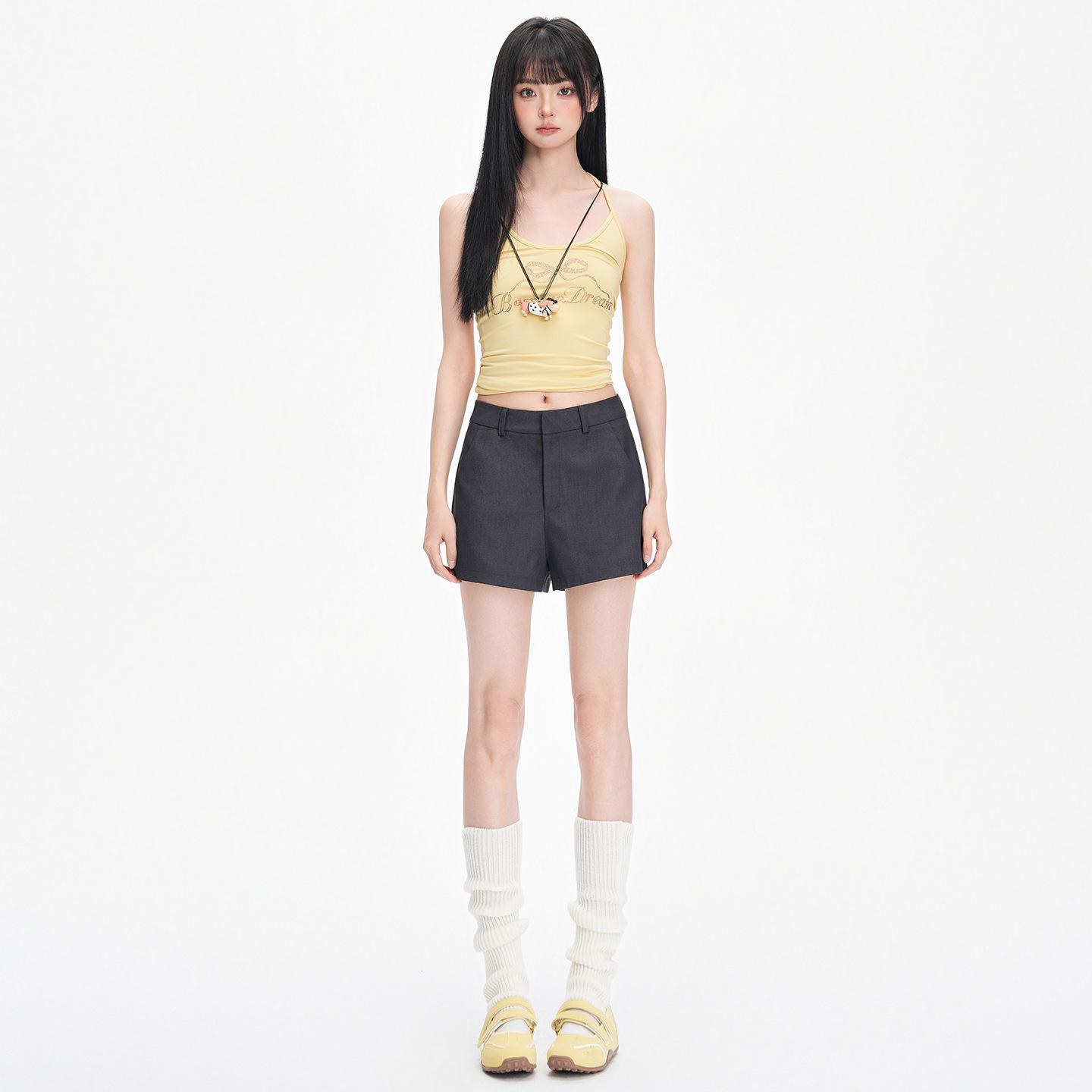 Women s High-Waisted Gray A-Line Shorts - 2026 Summer Korean Style Slimming Casual Hot Pants L