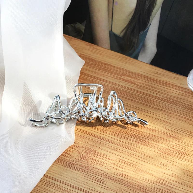 Kshmir Irregular Metal Hairpin for Women Back of the Head with Big Grab Clip Headdress for Women Trend Jewelry Gift 2023