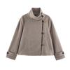 ZA Style Womens Fashion Solid Stand Collar Double Breasted Jacket 6318329