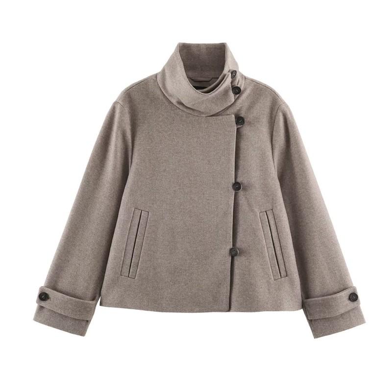 ZA Style Womens Fashion Solid Stand Collar Double Breasted Jacket 6318329
