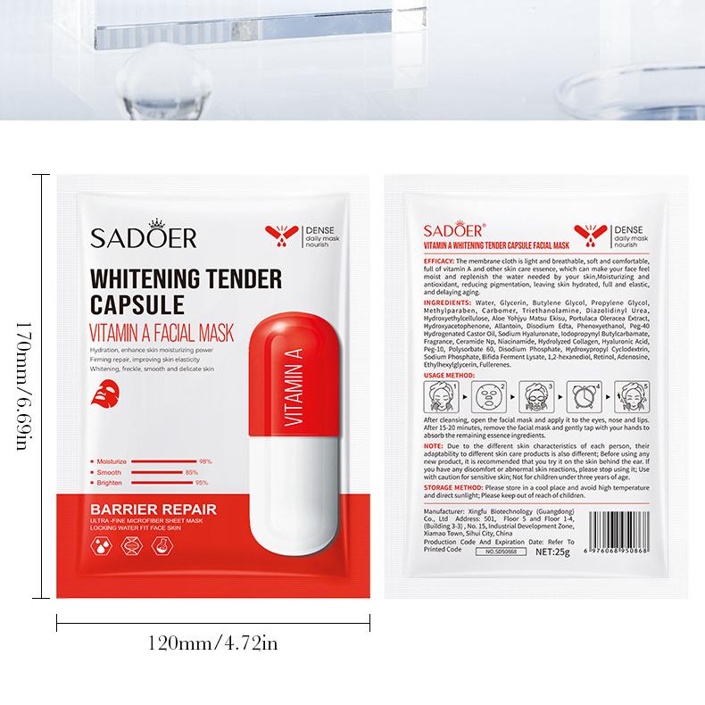 Vitamin A Antioxidant Brightening Capsule Mask, Hydrating and Moisturizing Delicate Skin Rejuvenation Moisturizing and Moisturizing Mask