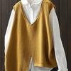 Women's Artistic Minimalist Asymmetric Knitted Vest Loose V-Neck Pullover Cardigan Top
