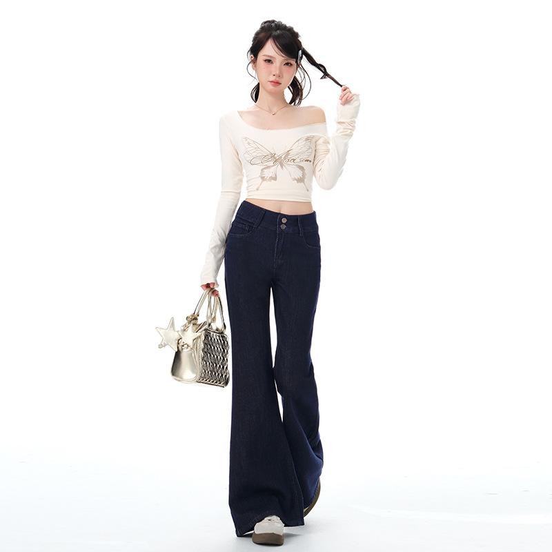 

Women s High Waist Micro Flare Jeans - Autumn Hong Kong Style Small
