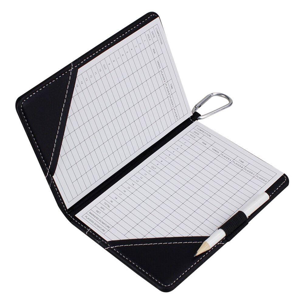 PU Leather Golf Scorecard Holder with Hook Ball Marker Golf Score Wallet Golf Yardage-Book Cover for Golf Gift