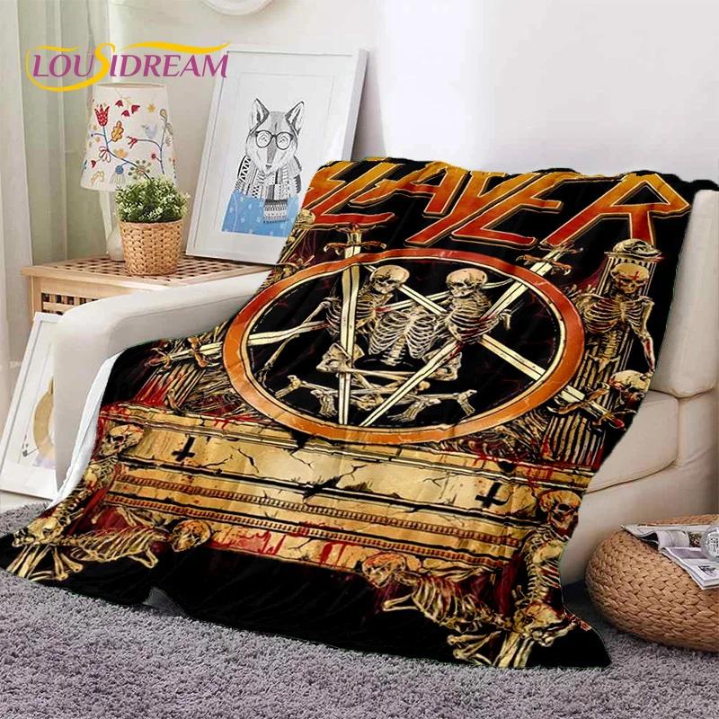 3D Rock Slayer Heavy Metal Band Soft Flannel Blankets,Throw Blanket Comfortable Blanket for Picnic Beds Sofa Home Bedroom Gifts