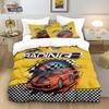 Racing Sports Car Print Bedding Set: Customizable Three-Piece with Pillowcase