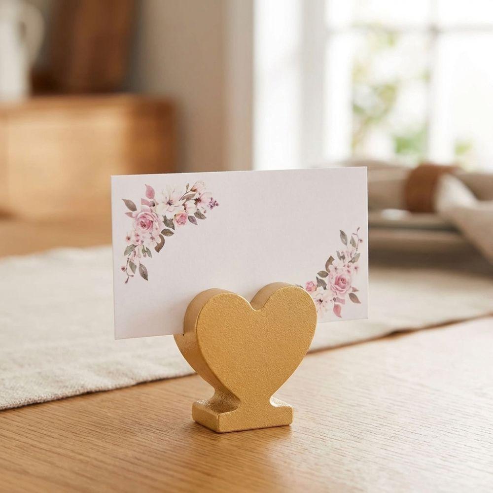 12PCS Gold Table Number Cards Stands Star Heart Shaped Name Card Clips Place Card Holders  Reception